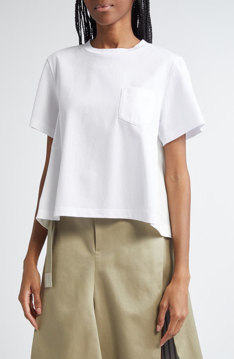 Sacai Nylon Twill & Cotton Jersey T-Shirt, Alternate, color, 