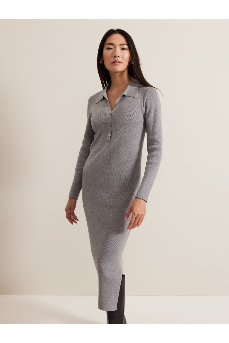 Lucy Collared Midi Dress, Alternate, color, Grey