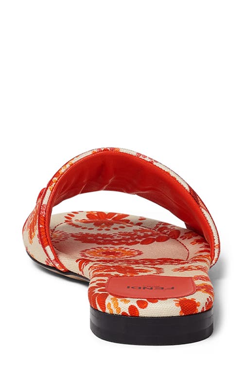 Fendi Red And Camelia Canvas Slides