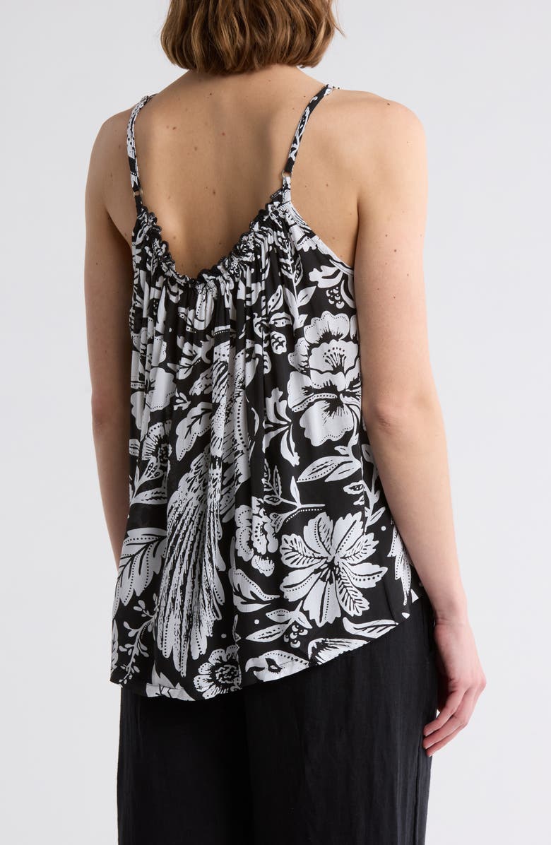 Elan Floral Flowy Cover-Up Camisole, Alternate, color, Black Maldives