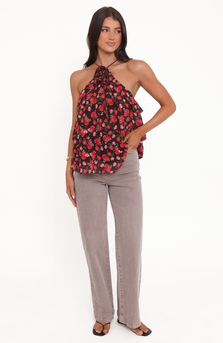 Petal & Pup Zorina Sleeveless Chiffon Top, Alternate, color, Brown Floral