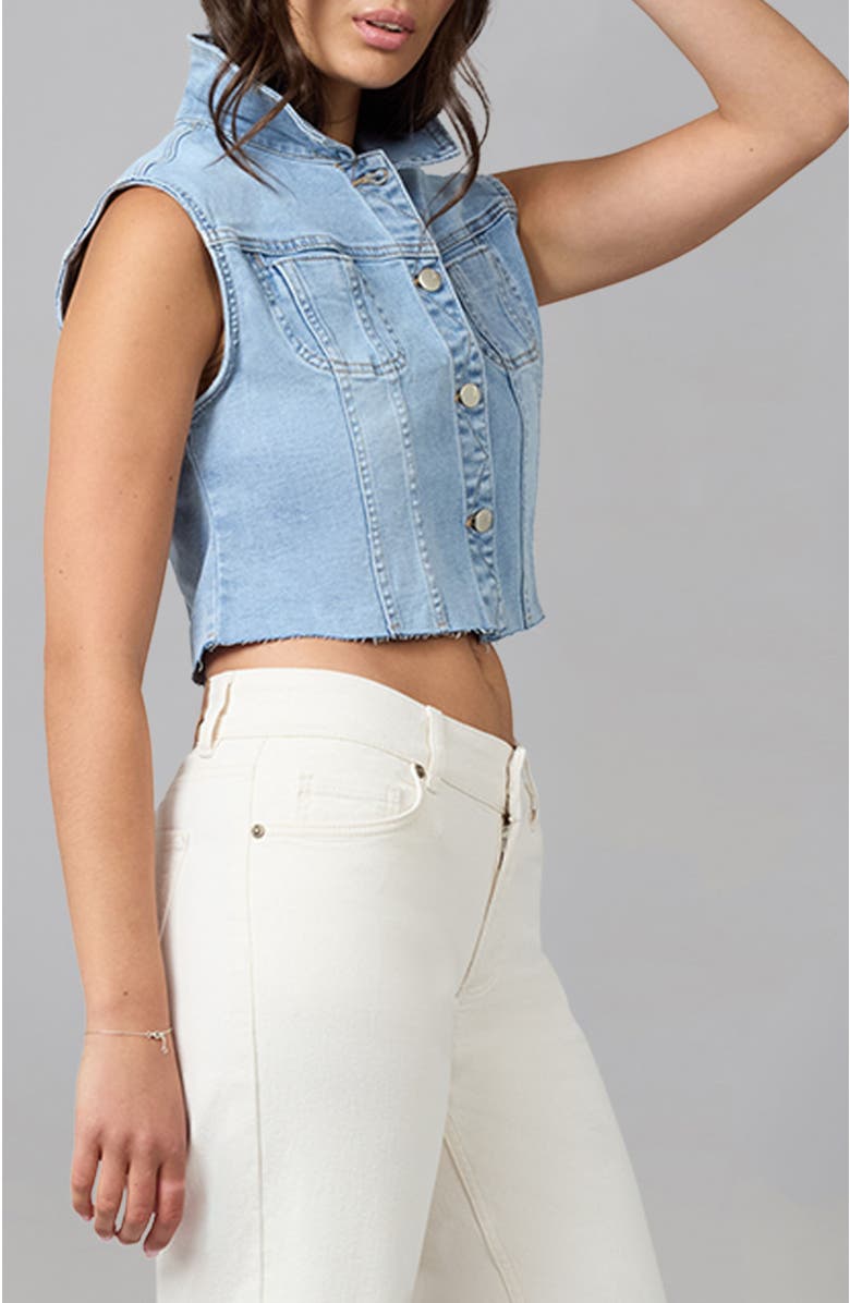 Lola Jeans Gabbie Cropped Denim Vest, Alternate, color, Stone Blue Skyline