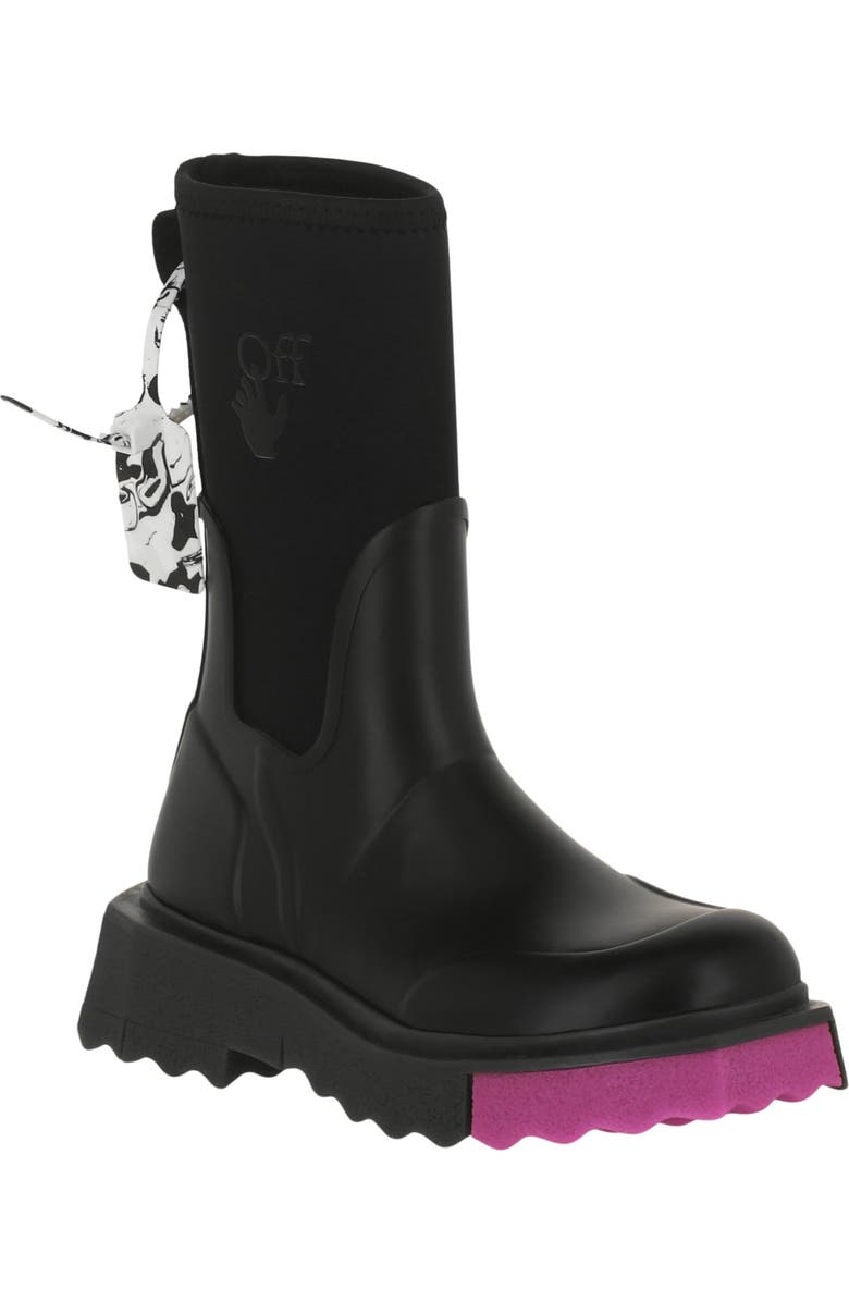Off-White Sponge Sole Rain Boot, Main, color, Black