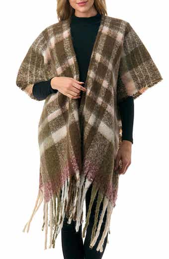 MARCUS ADLER Plaid Fringe Ruana