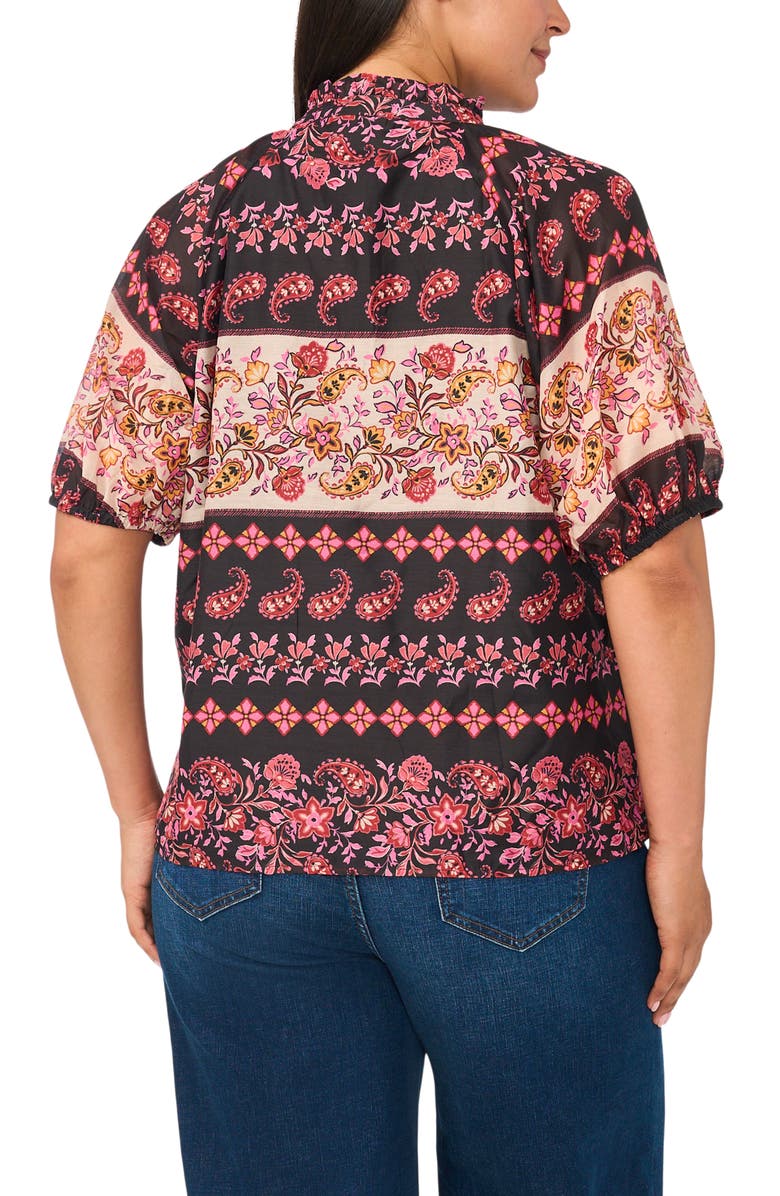 CeCe Ruffle Print Top, Alternate, color, Rich Black