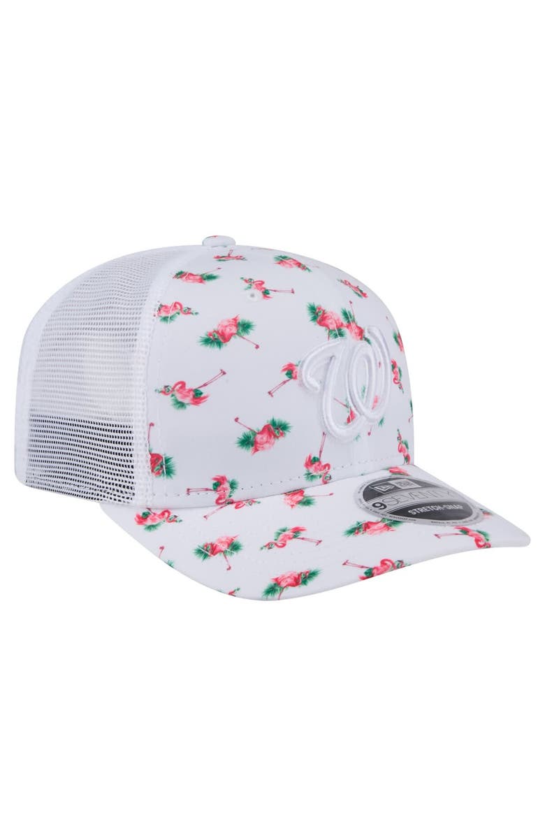 New Era Men's New Era White Washington Nationals Flamingo Mesh Back 9SEVENTY Stretch-Snap Hat, Alternate, color, White