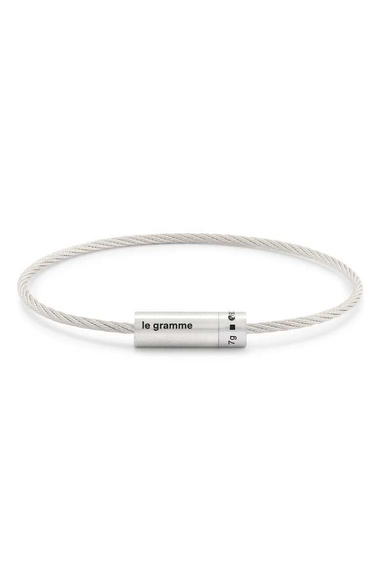 le gramme Men's 7G Brushed Sterling Silver Cable Bracelet, Main, color, 