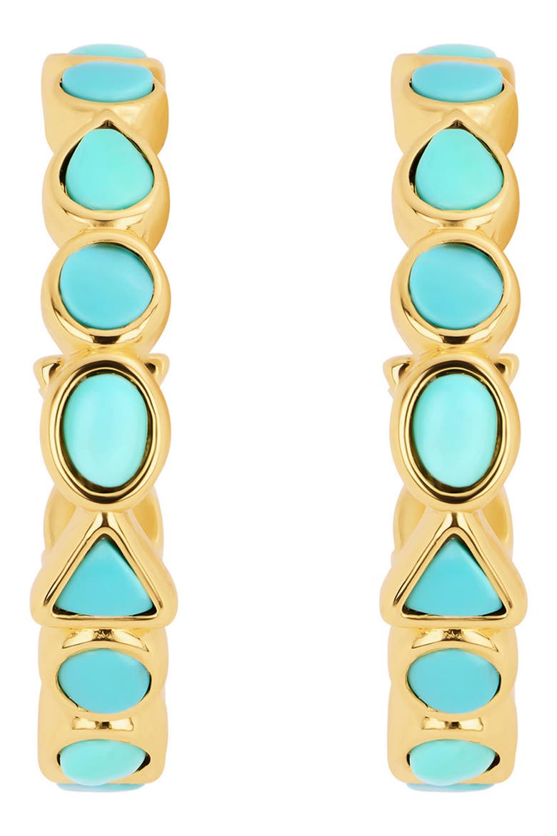 Turquoise Geometric Hoop Earrings, Main, color, GOLD