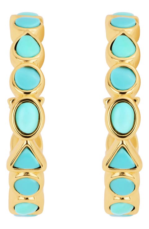 Turquoise Geometric Hoop Earrings