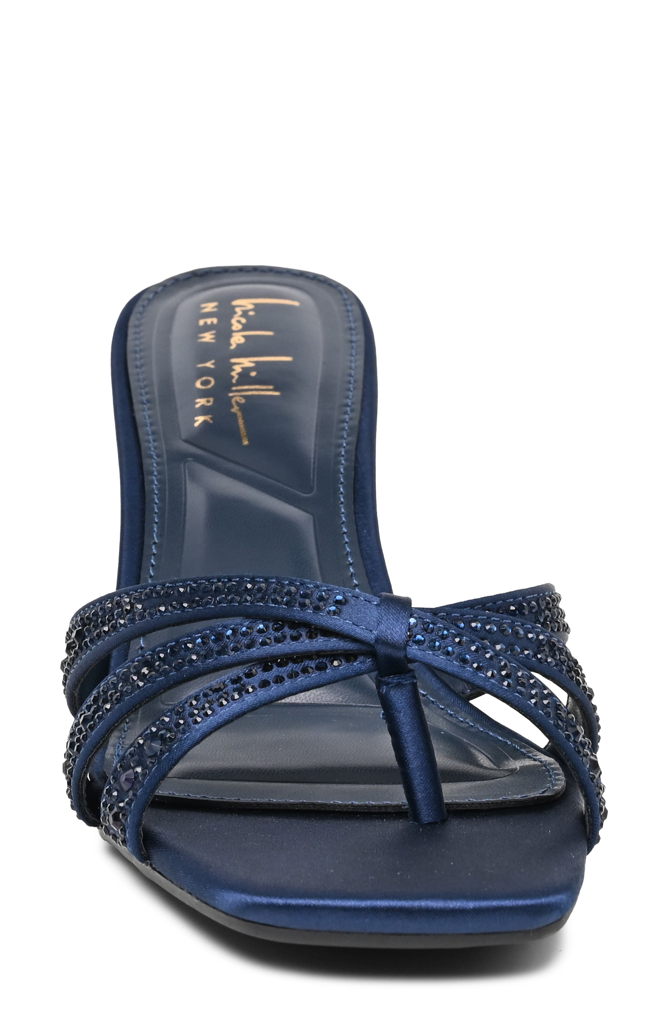 Strappy Slide Sandal, Alternate, color, NAVY SATIN