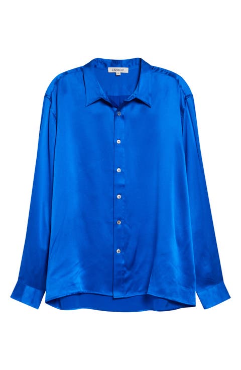 Jimmy Solid Silk Satin Button-Up Shirt