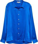ZANKOV Jimmy Solid Silk Satin Button-Up Shirt