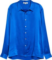 ZANKOV Jimmy Solid Silk Satin Button-Up Shirt