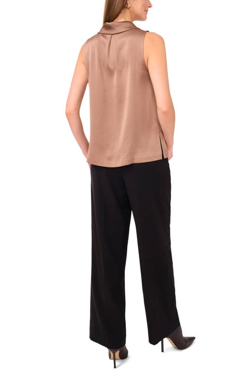 Vince Camuto Hammered Satin Sleeveless Cowl Neck Top In Brown