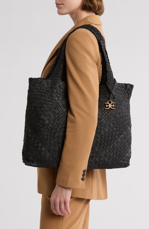 Sam Edelman Large Priya Woven Leather Tote In Black