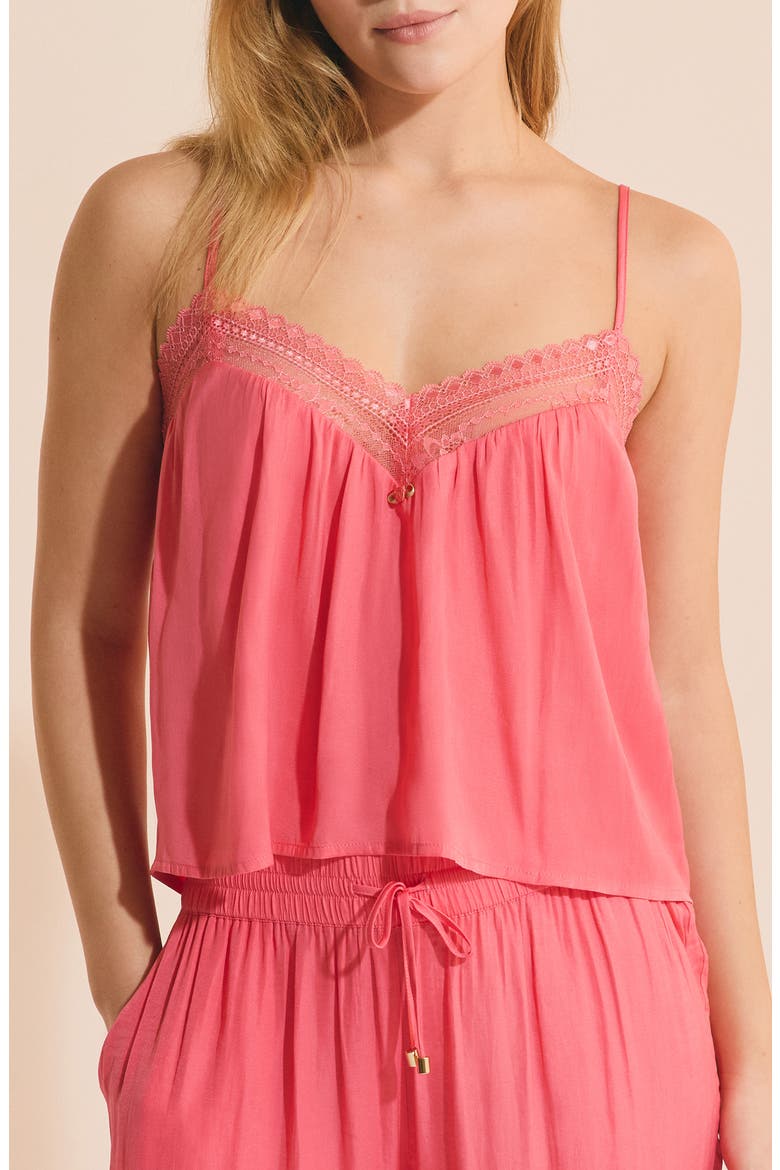Panama Lace Trim Camisole, Main, color, GRENADINE