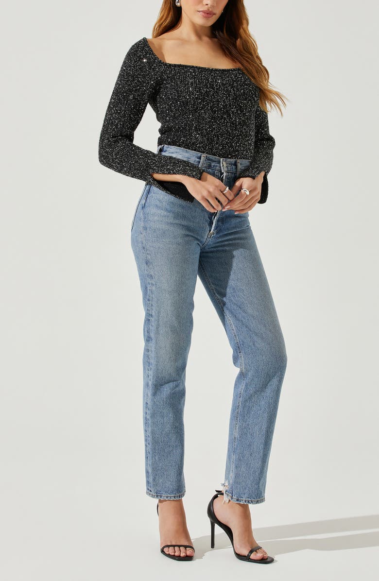 ASTR the Label Marina Metallic Sweater, Alternate, color, Black Silver