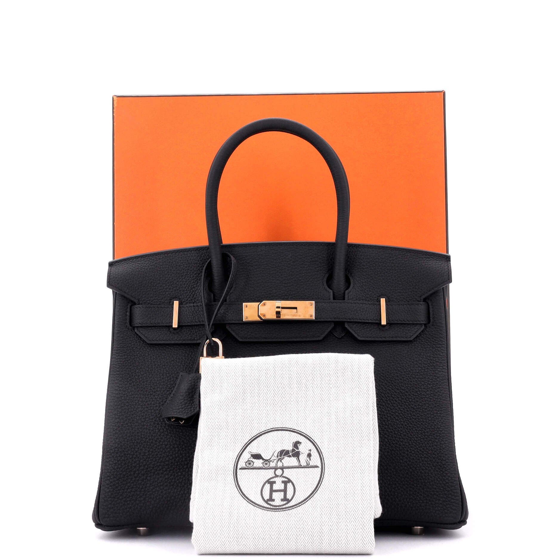 Pre-Owned Hermes Birkin Handbag Black Togo with Rose Gold Hardware 30 ...