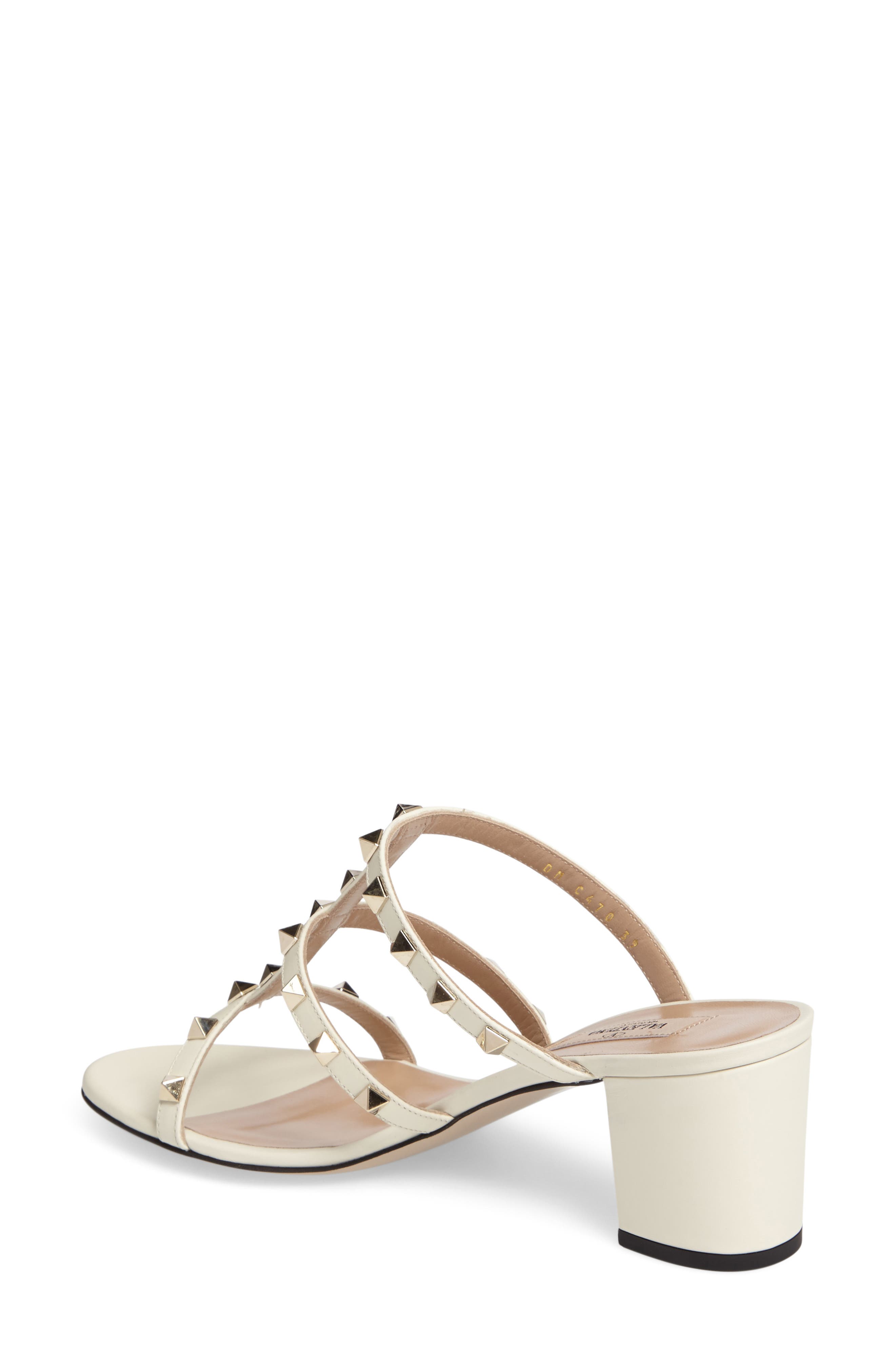 Rockstud Slide Sandal, Alternate, color, IVORY LEATHER