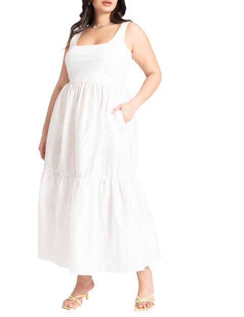 Mixed Fabric Tank Dress