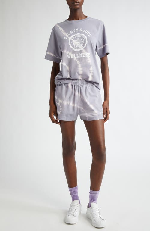 Sporty And Rich Sporty & Rich Serif Tie Dye Logo Cotton Disco Shorts In Easter Egg Tie Dye