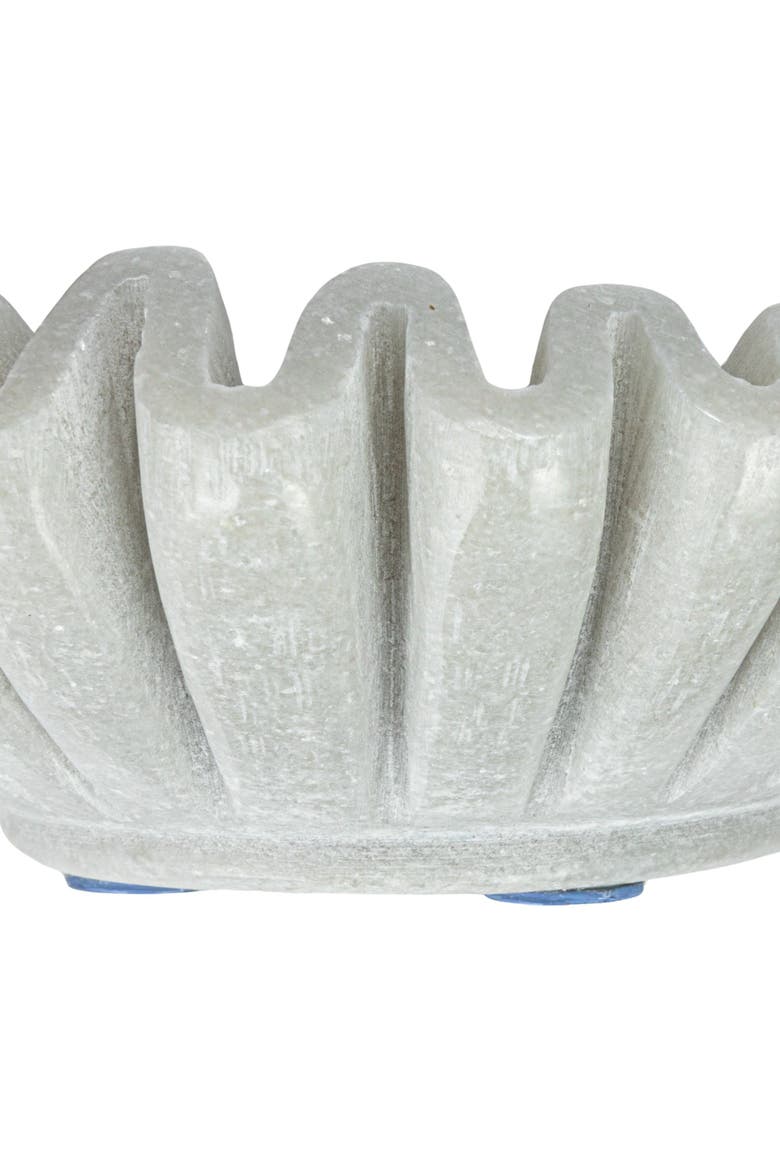 Round Marble Pleated Dish, White, Alternate, color, White