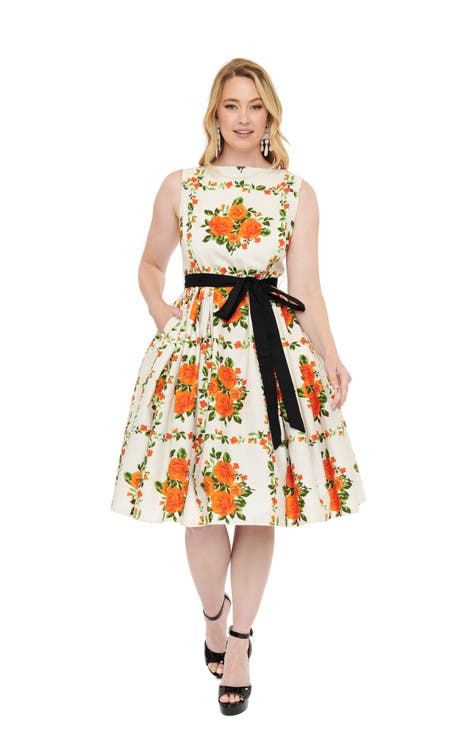 Floral Float Dress With Pumpkin On Collar main image 1