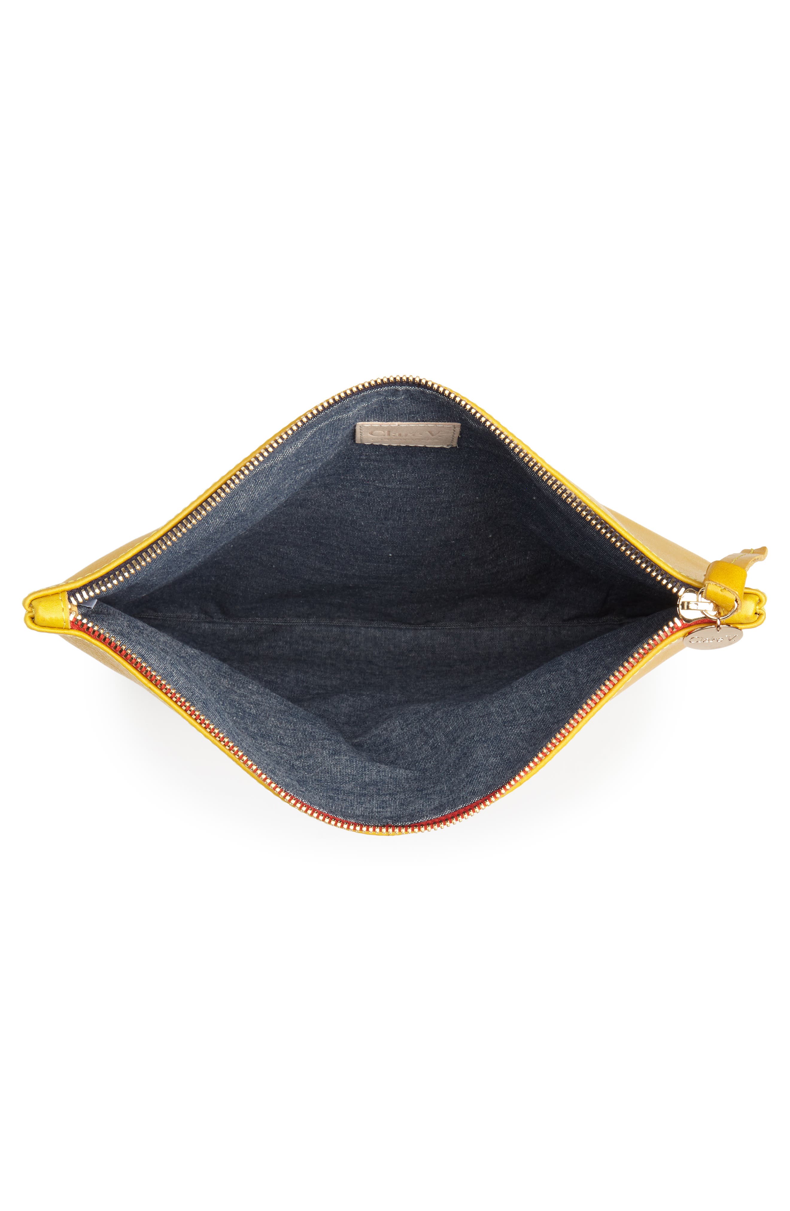 Clare V. Leather Foldover Clutch, Alternate, color, 