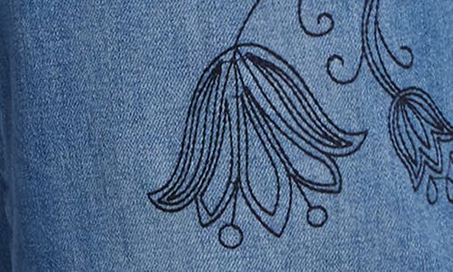Nydj Teresa Embroideredhigh Waist Wide Leg Jeans In Blue