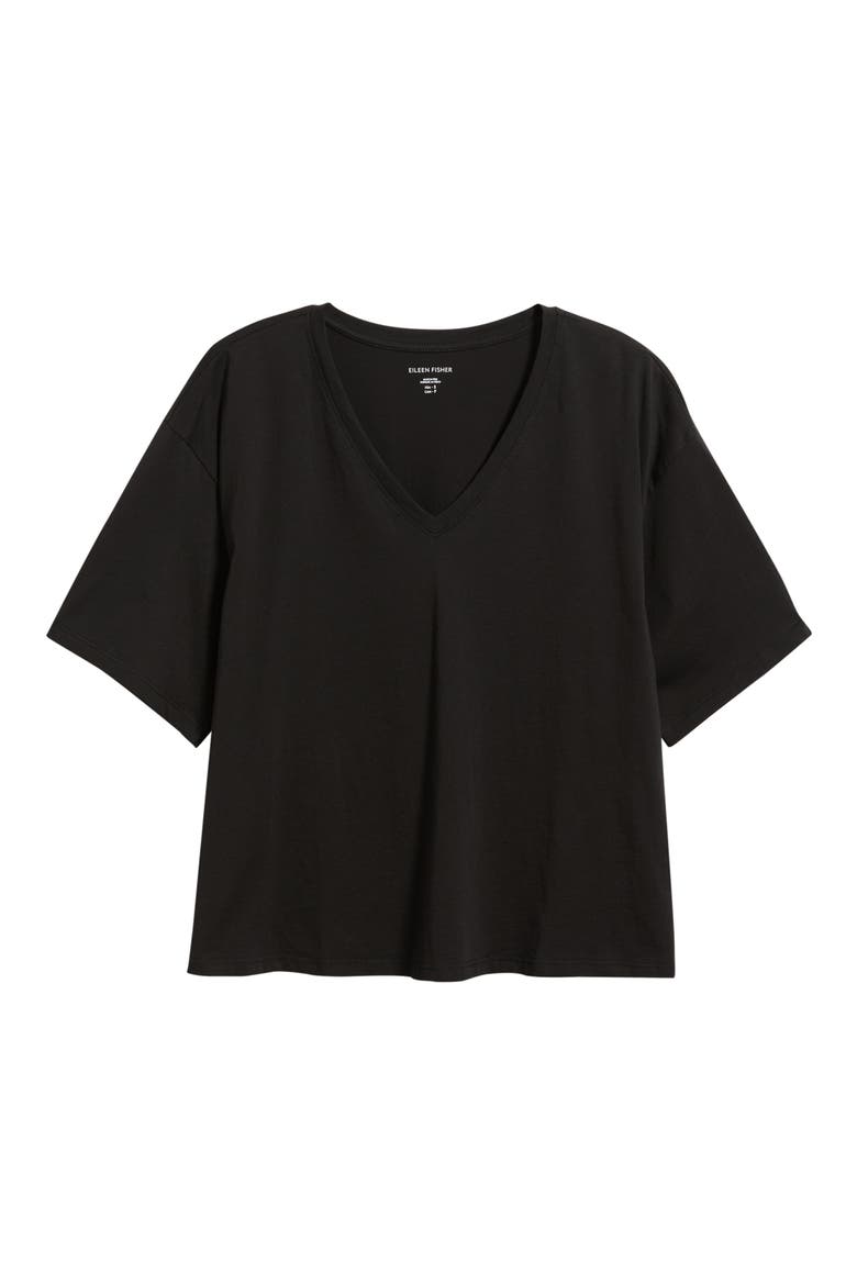 V-Neck Organic Cotton T-Shirt, Alternate, color, BLACK