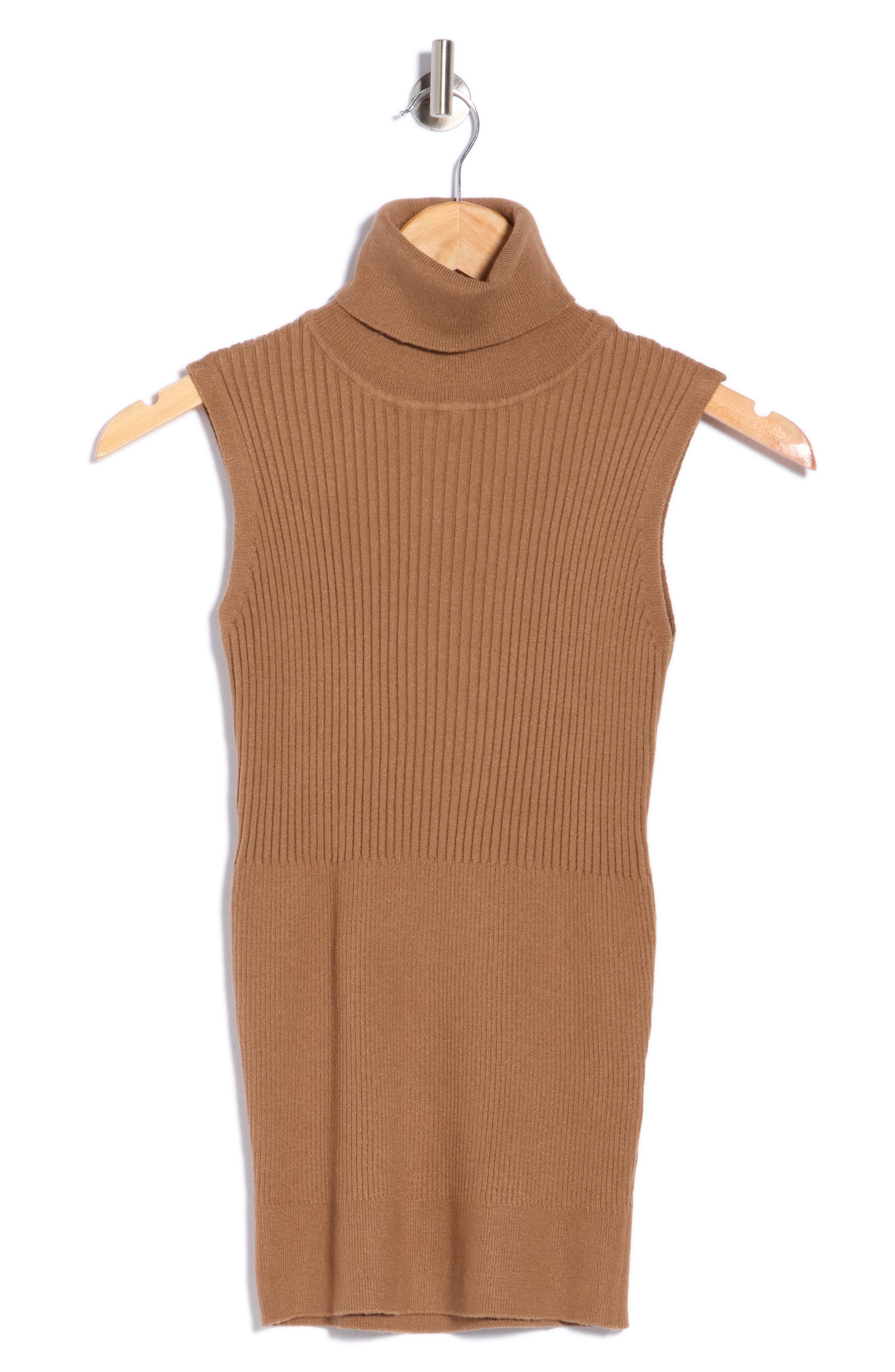 Sleeveless Ribbed Turtle Neck