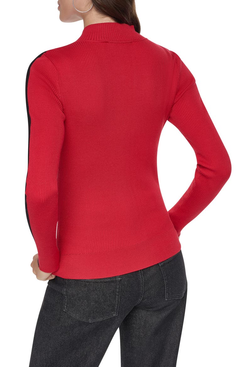 Logo Tape Quarter Zip Sweater, Alternate, color, VIBRNT RED