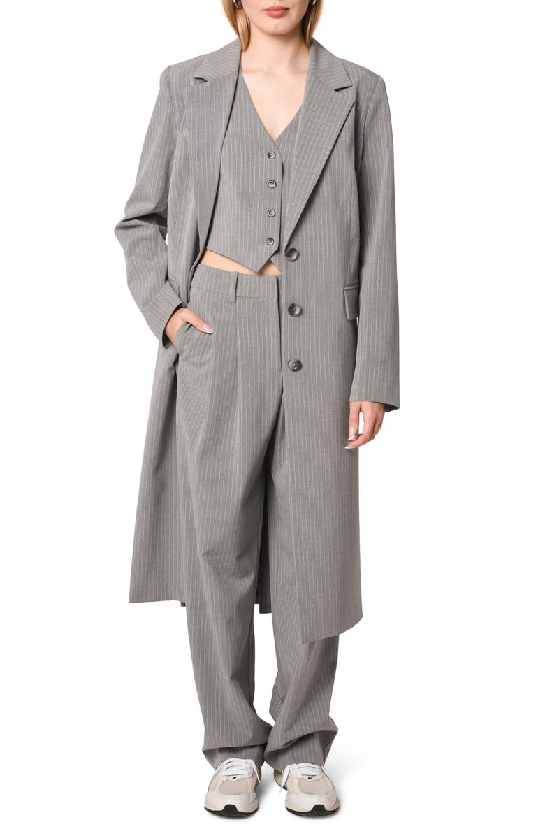 WAYF Icon Pinstripe Longline Coat, Main, color, 