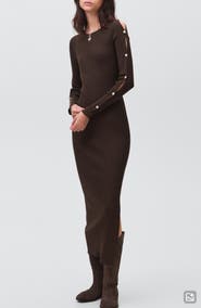 MANGO TEEN Button Trim Long Sleeve Sweater Dress