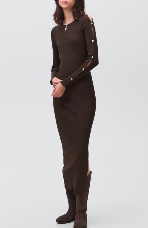 Mango Teen Button Trim Long Sleeve Sweater Dress In Brown