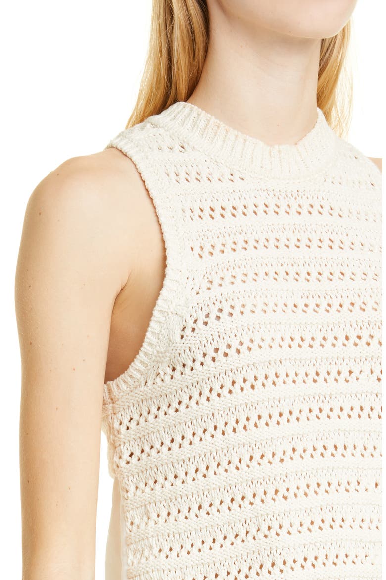 Sade Mixed Media Cotton Blend Shirttail Tank, Alternate, color, IVORY