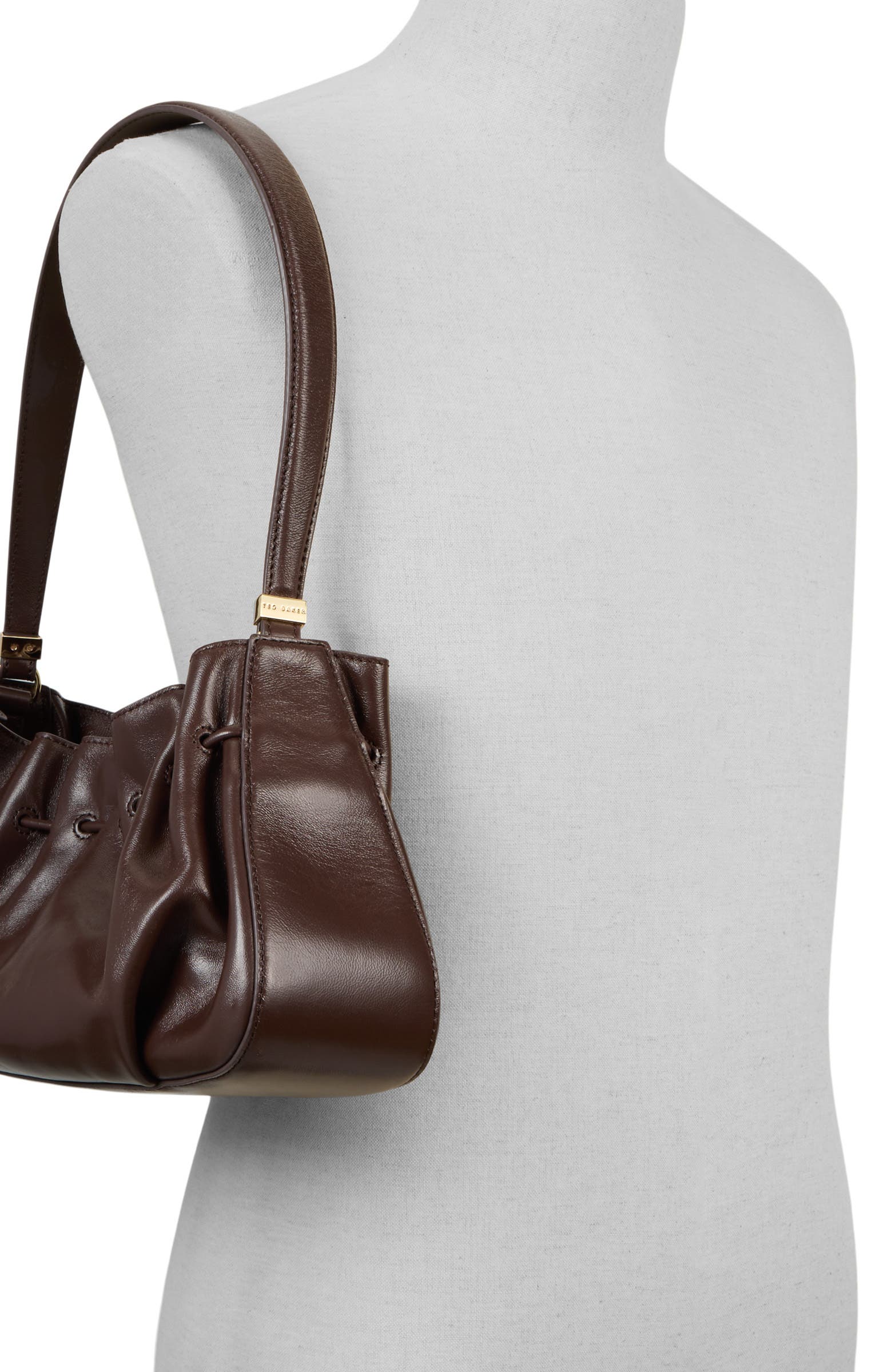 Ivy Leather Shoulder Bag, Alternate, color, DARK BROWN