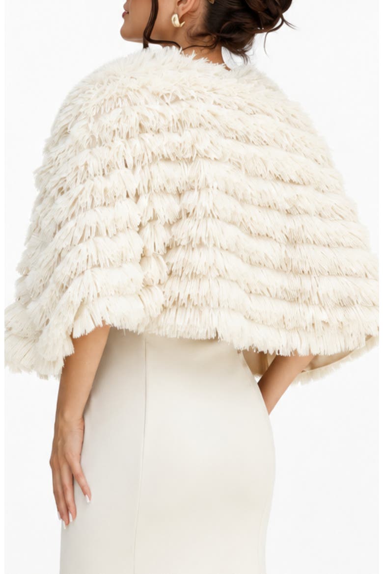 Faux Fur Capelet, Alternate, color, IVORY