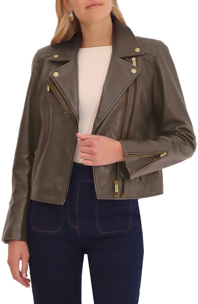 Bagatelle Leather Biker Jacket, Alternate, color, 