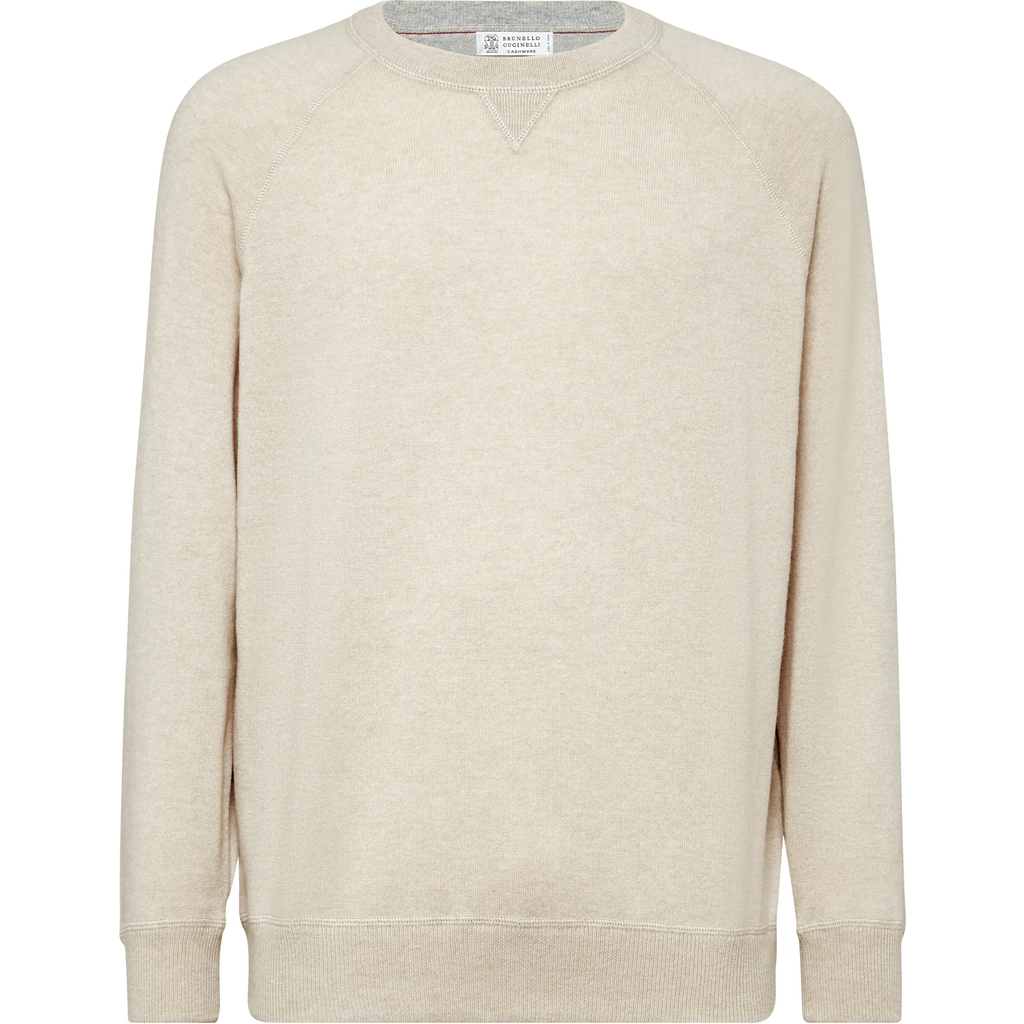 Brunello Cucinelli Crew-neck Ribbed-knit Jumper In Sand