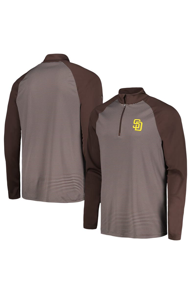LEVELWEAR Men's Levelwear Brown San Diego Padres Charter Striped Raglan Quarter-Zip Top, Main, color, Brown