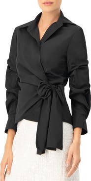 IVONNE Long Sleeve Wrap Shirt