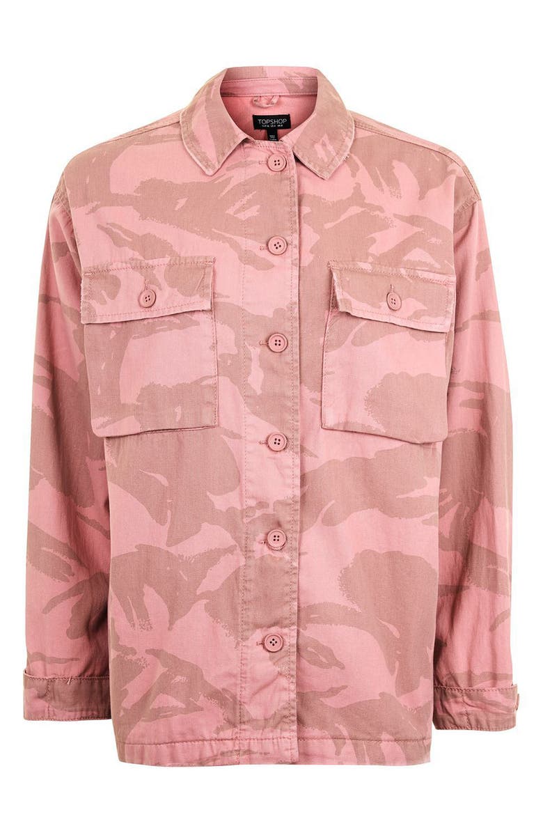 Topshop Camo Army Jacket, Alternate, color,