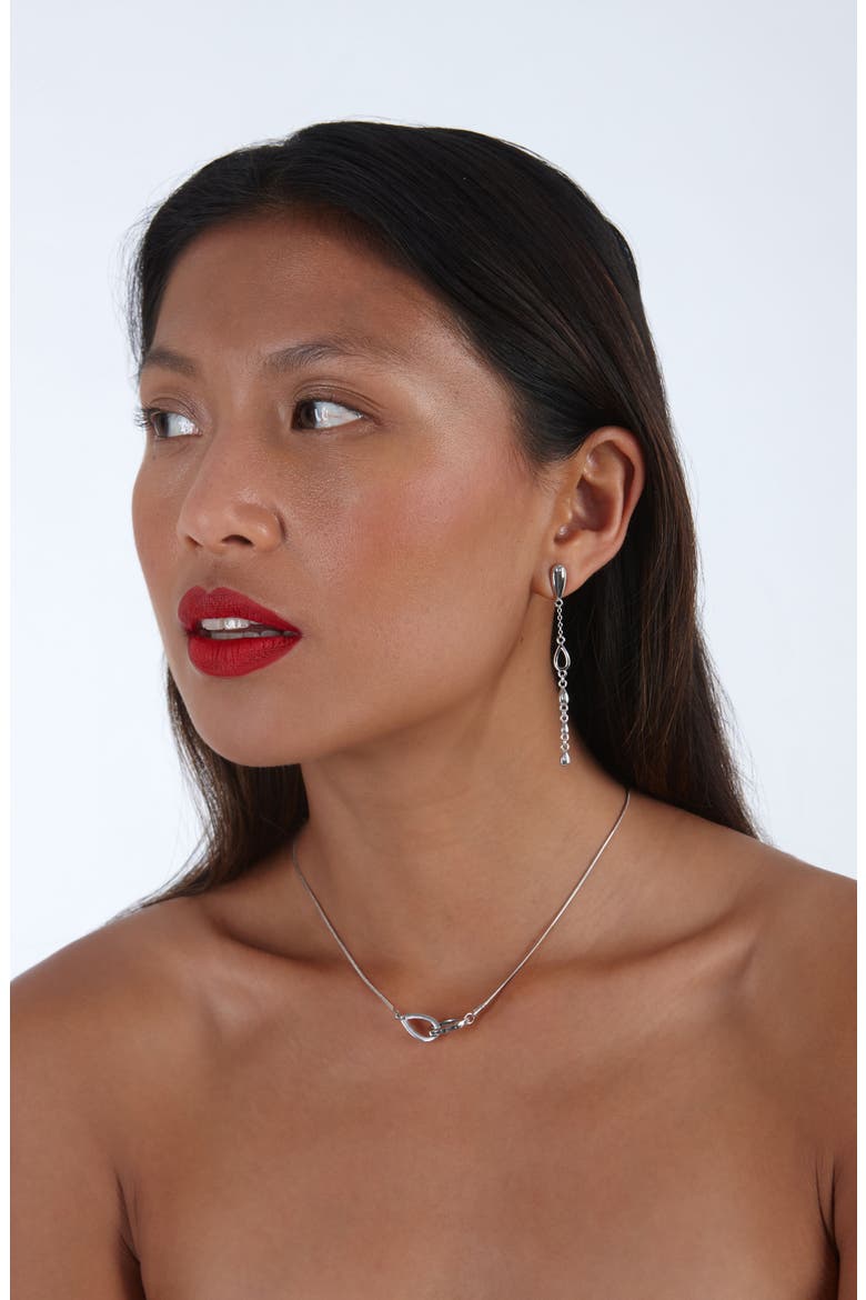Station Petal Drop Earrings, Alternate, color, Sterling Silver