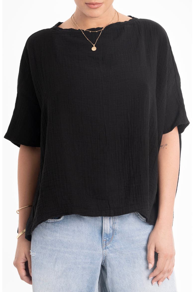 Square Gauze Top, Main, color, Black