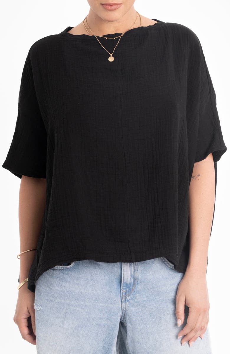 ocean+main Square Gauze Top, Main, color, Black
