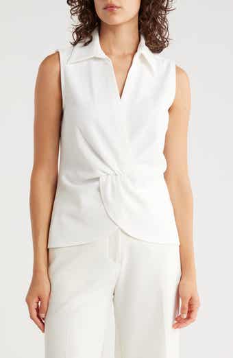 Calvin Klein Collared Sleeveless Twist Front Top