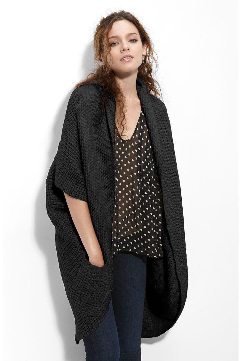 Waffle Mohair Cardigan, Main, color, BLACK