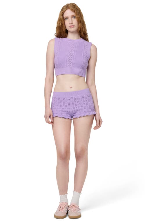 Florence By Mills Pointelle Knit Crop Tank In Millie Lavender