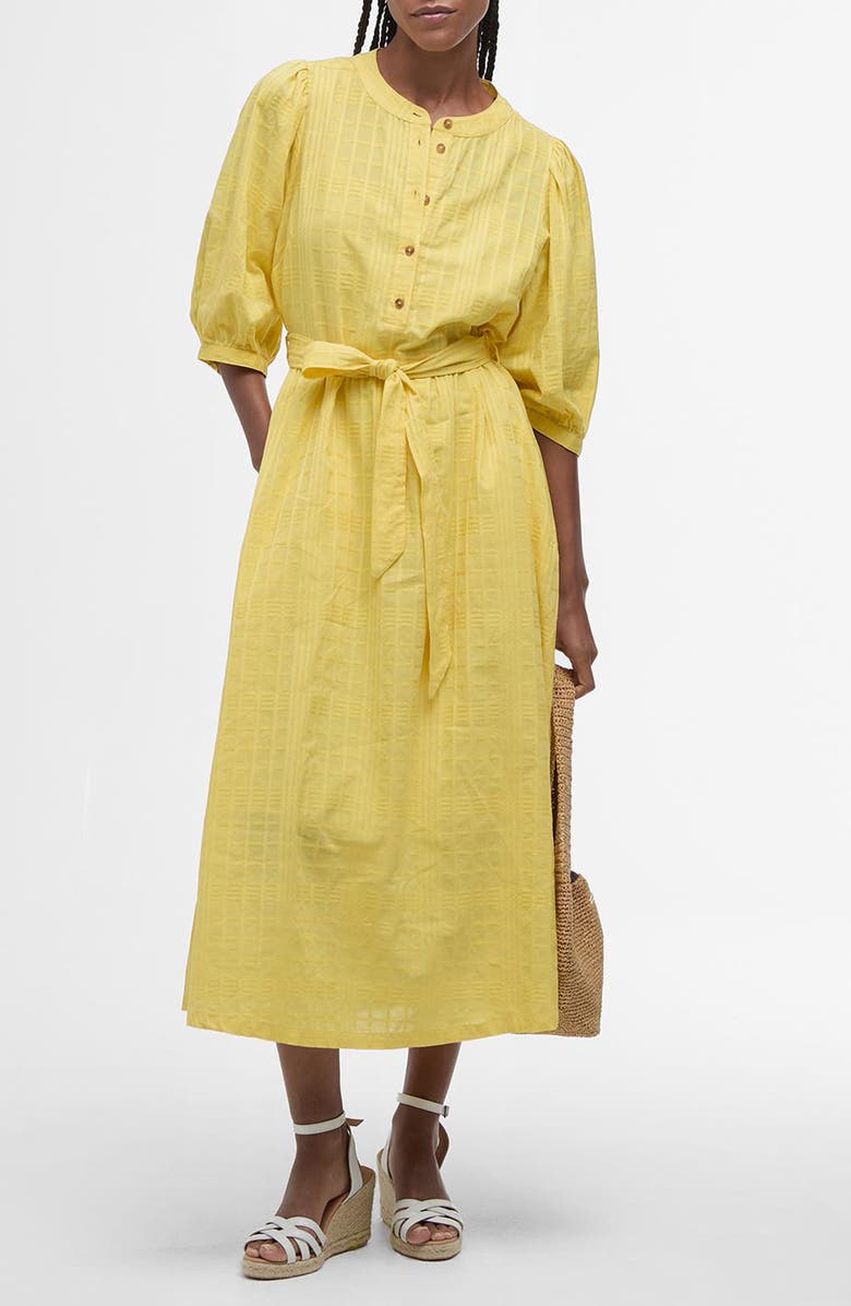 Barbour Heidi Cotton Midi Dress, Main, color, Sunray Yellow